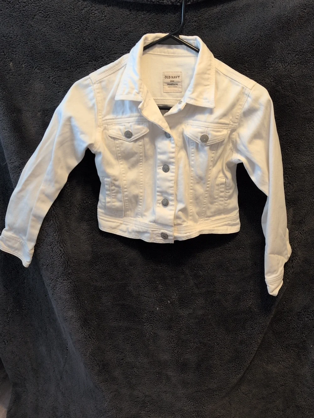 Old Navy White Girls' Denim Jacket - Cropped Button-Front